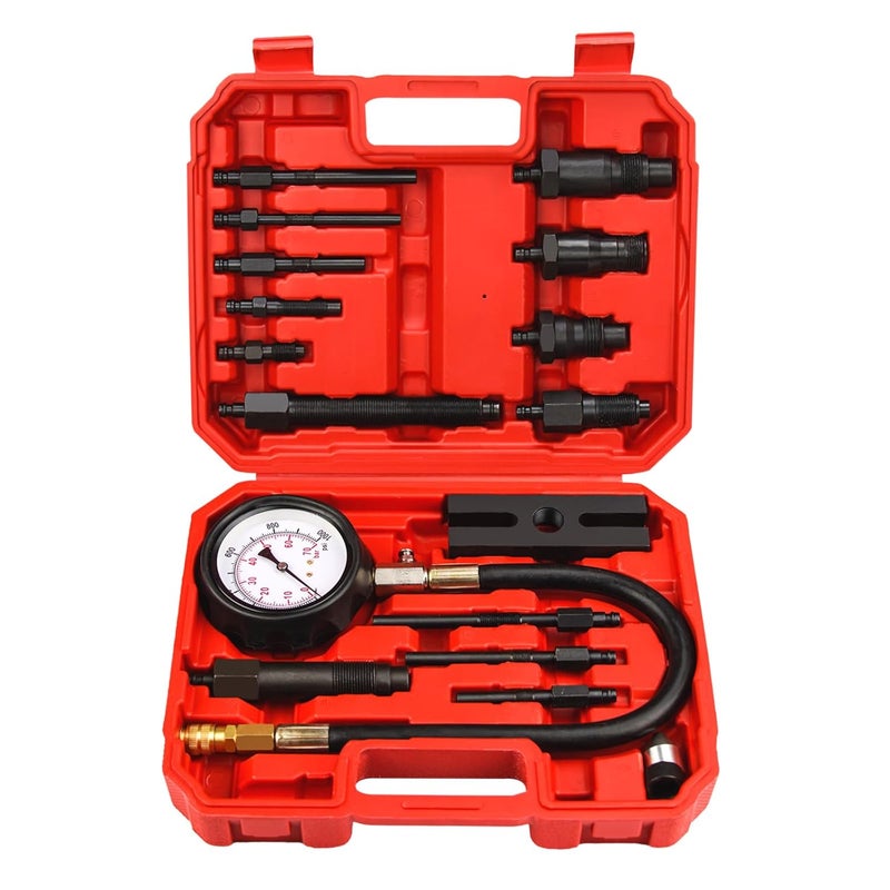 Bicos Diesel Engine Compression Tester Kit with 0-1000 psi Gauge and Adapters Cylinder Pressure Test Tool Kit Diesel Injector Tester Check Cylinders in Diesel Car & Truck - Image 1